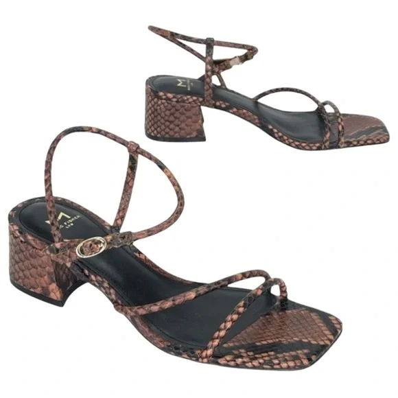 Marc Fisher LTD Womens Sandal 6M Jiny2 Brown Snake Print Block Heel - Picture 15 of 16